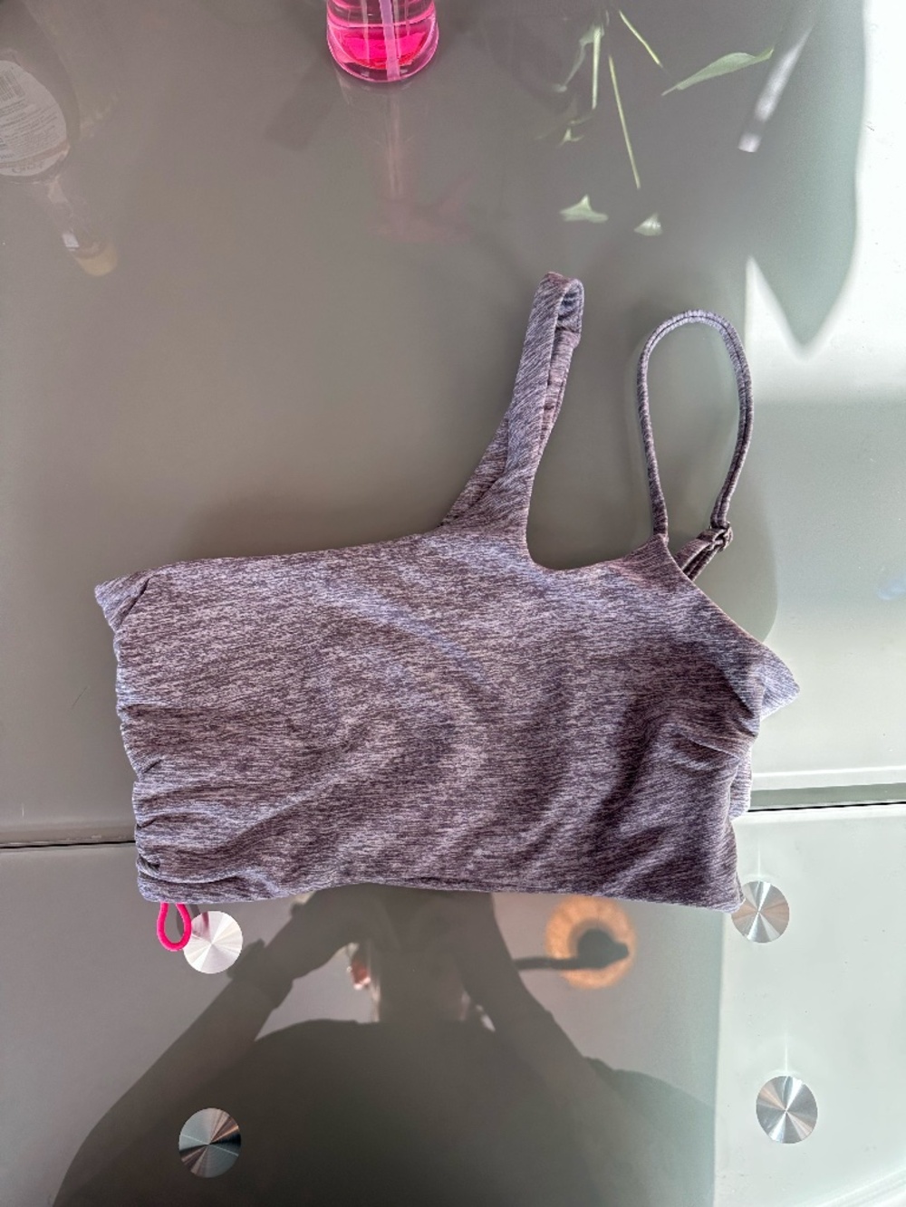 Bombshell Sportswear Heather Grey One Shoulder Sports Bra Size Small